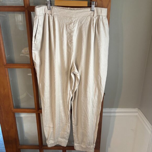 Express Linen Ankle High Rise pants. SZ: Large/ Stone color - Picture 2 of 11